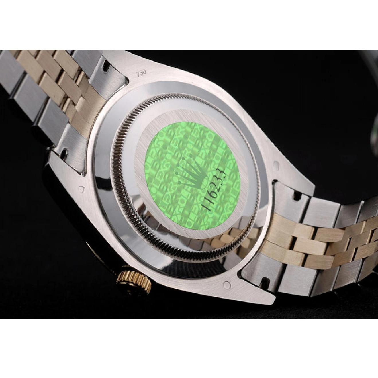 Aaa replica watch Rolex Dial Ribbed Steel 41978 Bezel Goldish Stainless Gold DateJust 0728